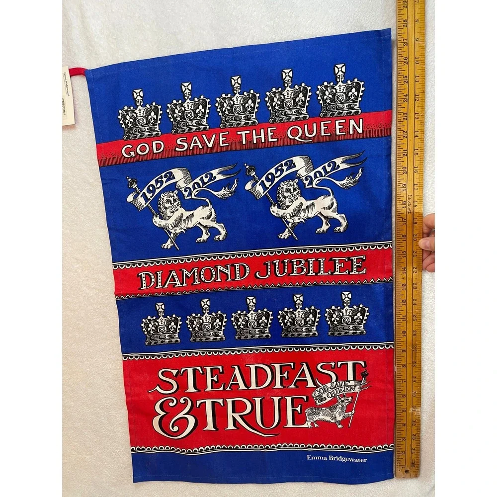 Emma Bridgewater Diamond Jubilee Tea Towel God Save The Queen Corgi 1952-2012